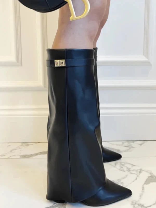 MIRAYA SHARK BOOTS KUNSTLEDER - SCHWARZ