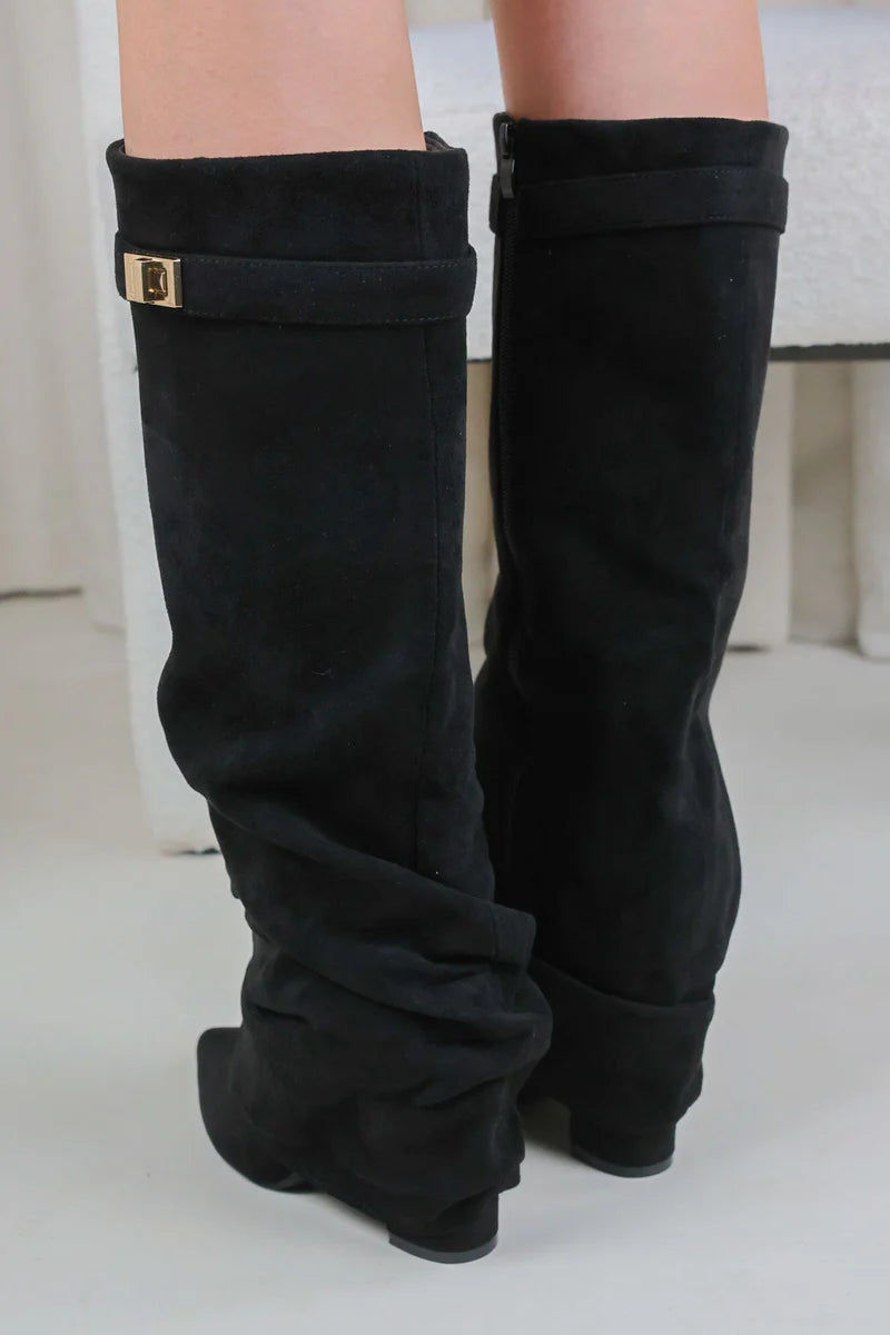 MIRAYA Shark Boots Slouch- Champagne