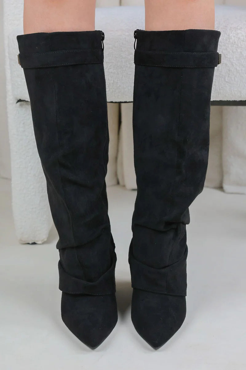 MIRAYA Shark Boots Slouch- Champagne