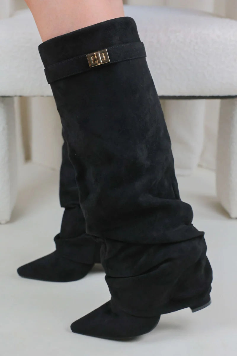 MIRAYA Shark Boots Slouch- Champagne