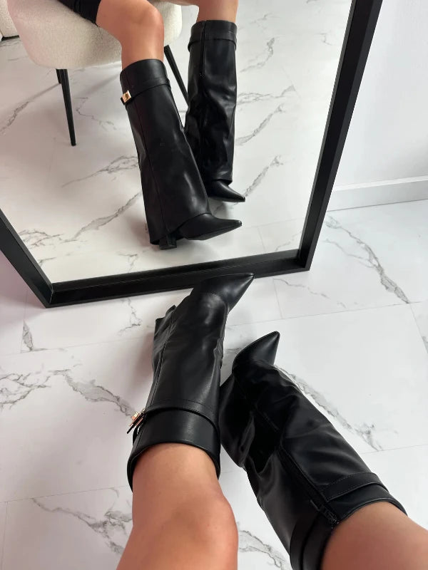 MIRAYA SHARK BOOTS KUNSTLEDER - SCHWARZ
